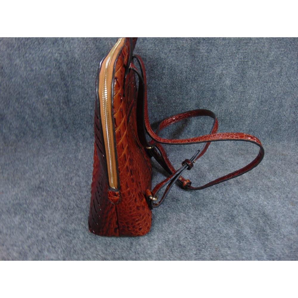 Brahmin Felicity Leather Backpack Brown Pecan Croc Embossed Melbourne Purse - Picture 2 of 14